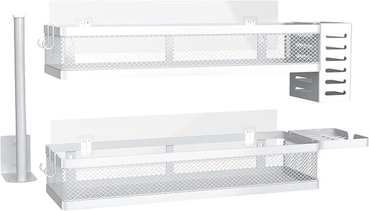 PUSDON Metal Wall Hanging Basket 2 Packs DIY Suitable for Multiple Scenes - Large White Netting Set-NeatNest