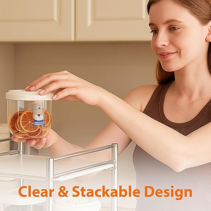 3 PCS Coffee Sugar Container Salts Jars, Transparent Cereal Containers Storage Set, Stackable BPA-Free Plastic Kitchen Pantry Organizer for Dry Food, Flour, Spice, Creamer