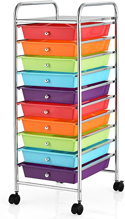 Giantex 10 Drawer Rolling Storage Cart Scrapbook Paper Office School Organizer