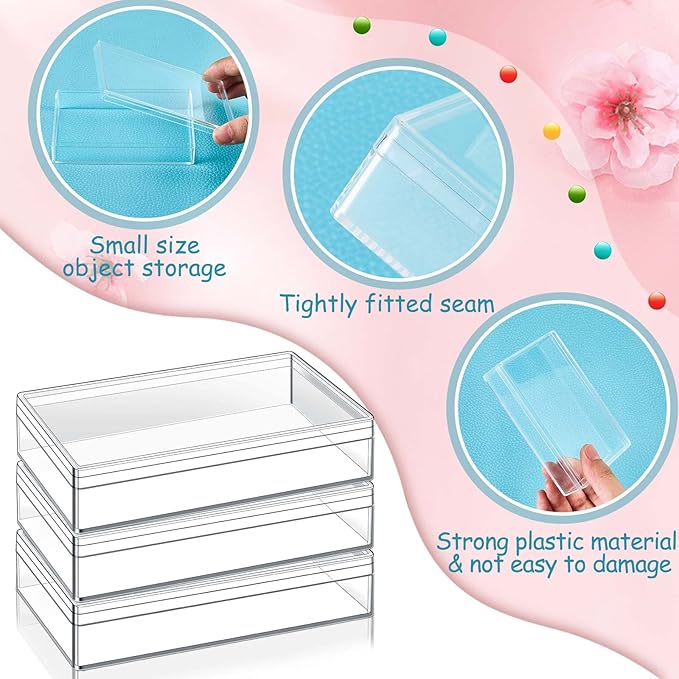 Blulu 8 Pieces Clear Acrylic Plastic Jewelry Box Mini Storage Box Mini Cube Containers with Lids for Candy Pill and Tiny Jewelry(Rectangle,4.3 x 2.7 x 1 Inch)-NeatNest