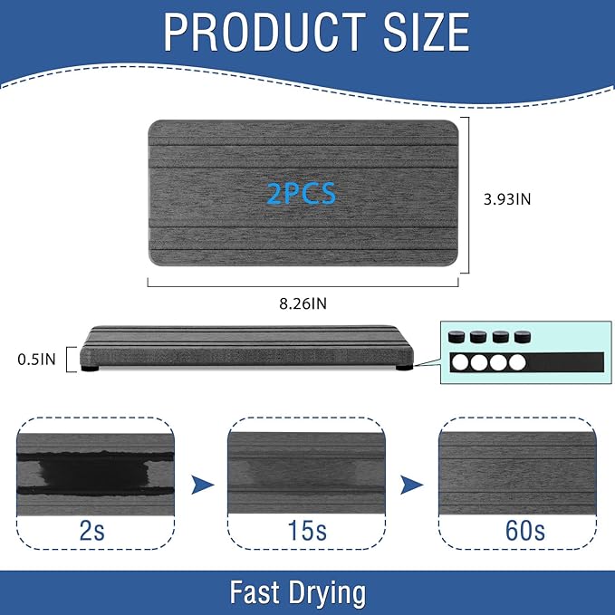 2PCS Water Absorbing Stone Tray, Quick Drying Diatomite Stone Sink Tray, Water Absorbent Diatomite Coasters for Kitchen Sink, Bathroom Counter Hand Soap Dish Toothbrush Holders-NeatNest