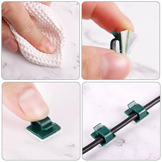 Blulu 100 Pcs Adhesive Cable Clips Bulk Wire Holder for Cord Organizer Clips Cable Management Outdoor Light Hooks for Christmas Wall String Lights Fairy Lights-NeatNest
