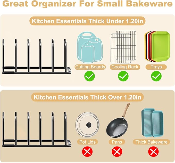 Cutting Board Organizer, [1-Pack] Cutting Board Holder Rack Baking Cookie Pan Sheets Cooling Small Racks Storage Stand for Kitchen Cabinet Countertop Bakeware Storage Organizer Metal Black-NeatNest