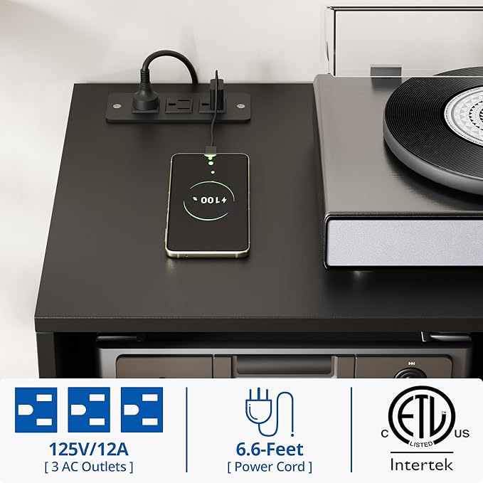 Cozy Castle TV Stand for 48 Inch TV, Mid Century Modern Entertainment Center with Storage Cabinet, TV Media Console for Living Room, Bedroom, Black-NeatNest