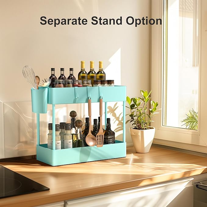 Pipishell Slim Storage Cart with Wheels, 4 Tier Bathroom Storage Organizer Rolling Utility Cart for Bathroom Kitchen Laundry Room Office Narrow Place (Turquoise)-NeatNest
