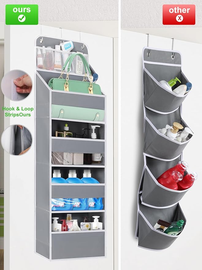 2 Pack Over the Door Organizer with 4 Large Capacity Pocket, 55lb Load Heavy Duty Kid's Room Organizer for Diaper Toys Behind Door Hanging Organizers for Bathroom Nursery Baby Closet Organizer