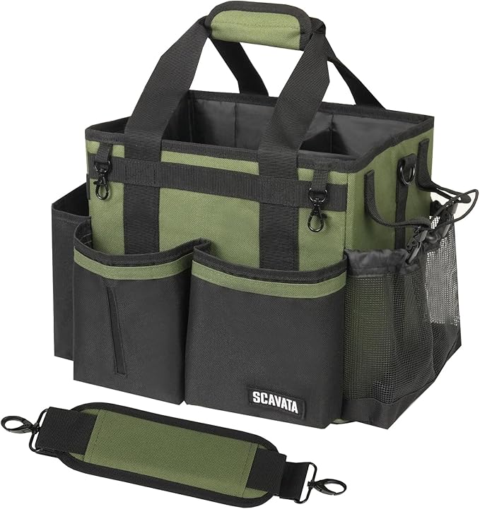 Compact Wearable Cleaning Caddy, Small Cleaning Caddy Supplies Organizer with Handle & Shoulder Straps for Housekeepers, Under Sink & Car Cleaning Tool Organizers Bag (Armygreen)-NeatNest