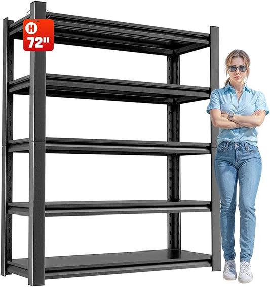 5 Tier Heavy Duty Metal Shelving Unit, Industrial Storage Shelf for Garage, Utility, and Industrial Use - Metal Storage Shelf Organizer, Durable Garage Storage Shelving 24" D x48 W x72 H-NeatNest
