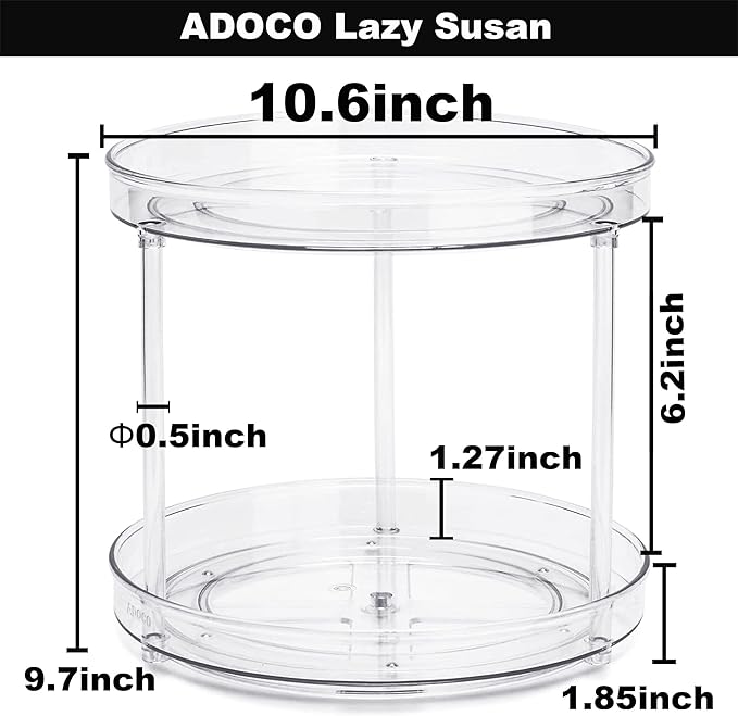 2 Tier Lazy Susan, 10.6 Inch Clear Makeup & Skincare Organizer, Bathroom Countertop Perfume Organizer-NeatNest