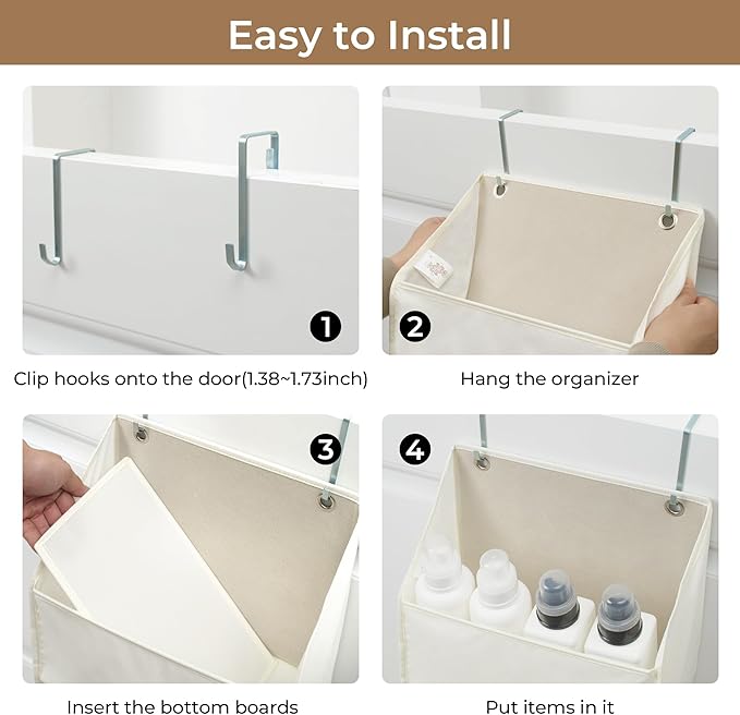 GRANNY SAYS Over The Door Organizer, 6-Shelf Detachable Behind The Door Storage with 8 Pockets, Anti Tilt Large Capacity Door Hanging Organizer for Nursery, Bedroom, Bathroom, Kids Room, Beige-NeatNest