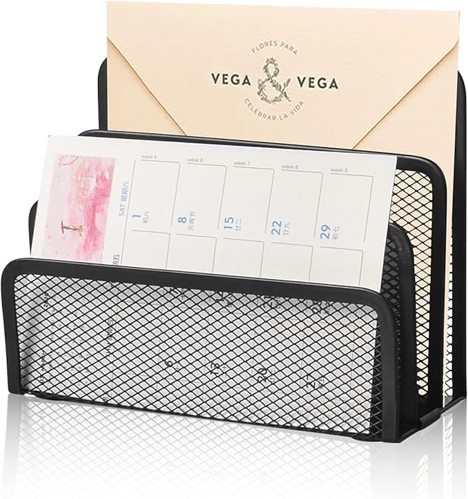 wishacc Desk Mail Organizer Small File Holders Letter Metal Mesh Document/Filing/Folders/Paper Organizer for Desktop-NeatNest