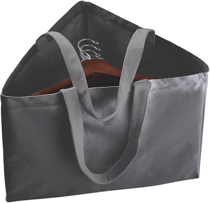 Clothes Hanger Organizer Holder for Space Saving, Fresheracc Hanger Triangle Storage Bag with Handles for Closet Tidier Laundry Rooms Wardrobe Drying Rack, Waterproof Container (Triangle Grey)-NeatNest