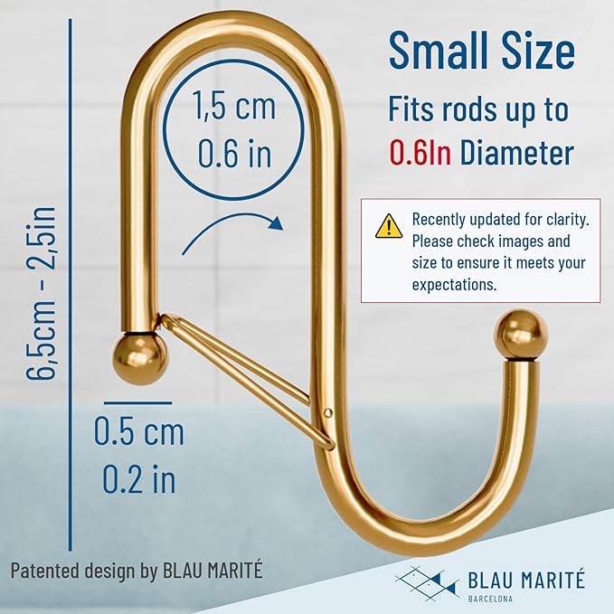 10-Pack Metal S Hooks for Hanging – Heavy-Duty S-Shaped Hooks with Safety Buckle – Fits Bars up to 0.6 In – Anti-Drop Hook for Kitchen, Pot Racks & Towel Bars – Gold (Small)-NeatNest