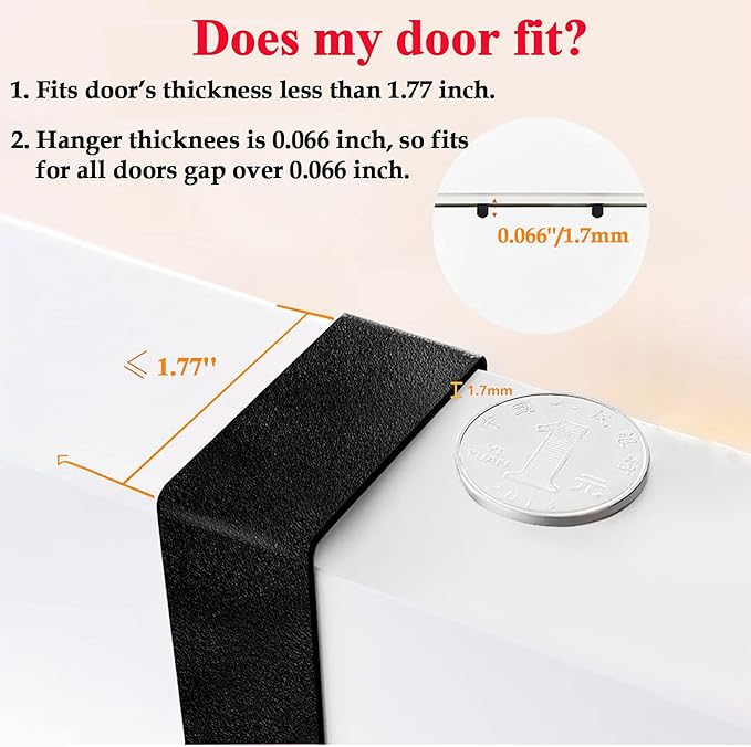 Over The Door Hook Easy Installation Organizer Coat Hooks Wall Mounted Metal Towel Hook Rack Animal Deer Hanger for Bathrooms Door Hanging Dual Mounted Key Hooks 8-Hooks,Black