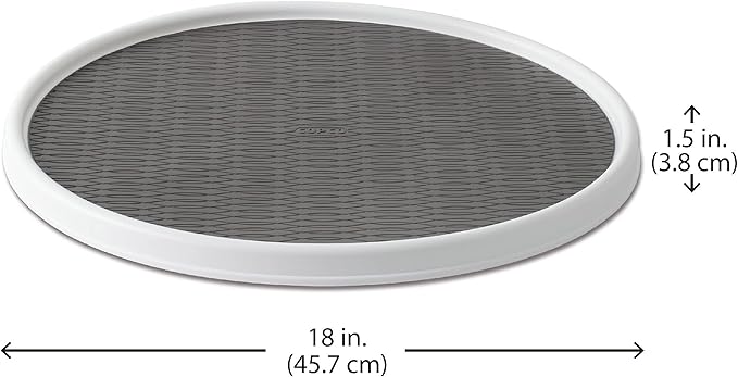 Copco 18-Inch Lazy Susan Turntable Organizer, Non-Skid Pantry or Cabinet Spinner for Spices, Condiments, and Bottles, Durable White/ Gray Design-NeatNest