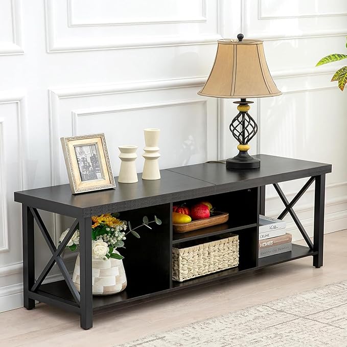 GAZHOME TV Stand for TV up to 65 Inches, TV Cabinet with Open Storage, TV Console Unit with Shelving for Living Room, Entertainment Room, Black-NeatNest