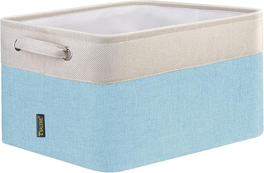 BALEINE 1 Pack Fabric Storage Bins for Shelves, Linen Storage Baskets for Organizing, Decorative Closet Bins for Clothes, Home (Skyblue, 15''x11''x9.5'')-NeatNest