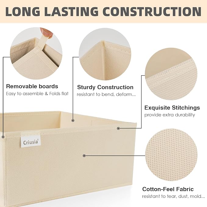 Criusia Drawer Organizer Clothes, 8 Pack Underwear Drawer Organizer, Foldable Cloth Storage Box Closet Organizers and Storage for Clothes, Socks, Scarves, Ties (Beige)-NeatNest