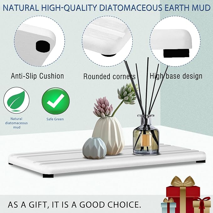 3PCS Water Absorbing Stone Tray, DryingNeat Diatomite Stone Sink Tray, Instant Dry Sink Coasters, Kitchen Sponge Hand Soap Holder, Bathroom Sink Vanity Trays,8 * 4inch and 4 * 4inch-NeatNest
