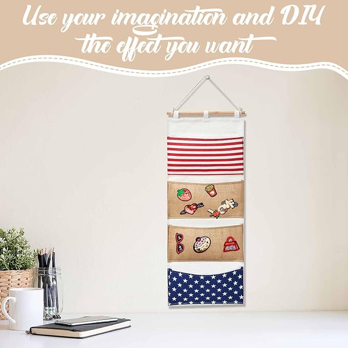 Juexica Fish Extender 32.3 x 13.2 Inch Hanging Pockets 4 Pocket Innovation Storage Bag Hanging Organizer Linen Cotton Wall Storage Bag for Cruise Cabin Door Closet Gifts(1 Pcs)-NeatNest
