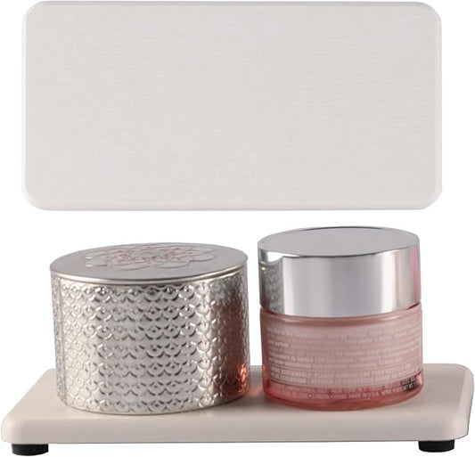 2 Pcs Water Absorbing Stone Trays, Kitchen/Bathroom Sink Soap Dish, Diatomite Tray Used for Hand Soap & Cosmetic Bottles in The Modern Home, 3.15" W x 6.3" L, White-NeatNest