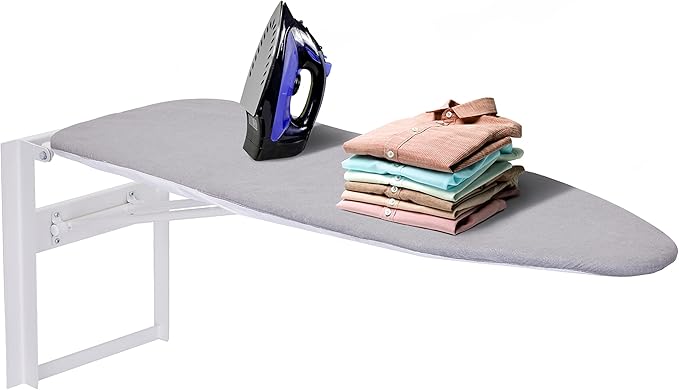Ivation Wall-Mounted Ironing Board | Foldable 36.2” x 12.2”, Fold Down Ironing Station for Home, Apartment & Dorms, Easy-Release Lever, Removable Cotton Cover, Mounting Hardware Included