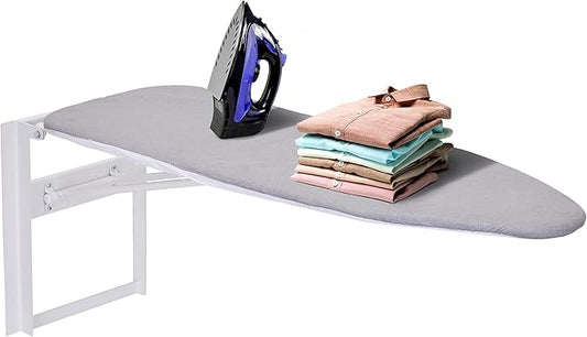 Ivation Wall-Mounted Ironing Board | Foldable 36.2” x 12.2”, Fold Down Ironing Station for Home, Apartment & Dorms, Easy-Release Lever, Removable Cotton Cover, Mounting Hardware Included