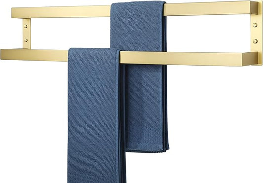 Alise Double Towel Bar 32", SUS304 Stainless Steel Towel Racks for Bathroom Wall Mounted, Space Saving Bathroom Towel Holder, Long Towel Hanger, Brushed Gold
