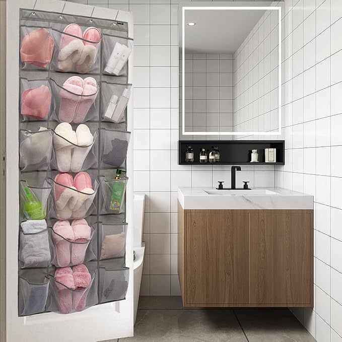 Over The Door Hanging Shoe Rack Organizer 18 Pockets Organizer with 6 Extra Large Mesh Pockets for Shoe Holder Storage (18 Pockets)-NeatNest