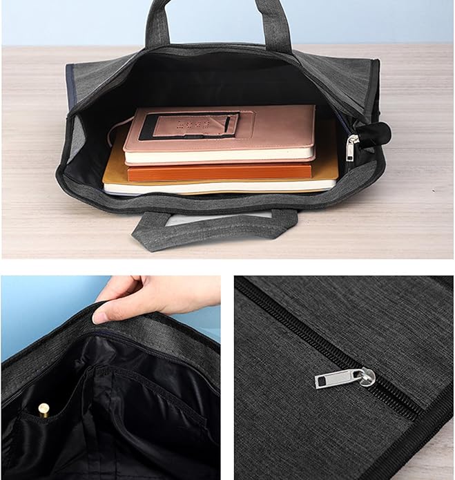 Oxford Document Bag with Handle Waterproof Lightweight Portable Zippered File Bag for Carrying Paper Files Filing Folder