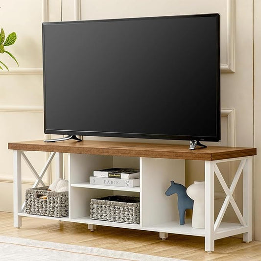 GAZHOME TV Stand for TV up to 65 Inches, TV Cabinet with Open Storage, TV Console Unit with Shelving for Living Room, Entertainment Room, White-NeatNest