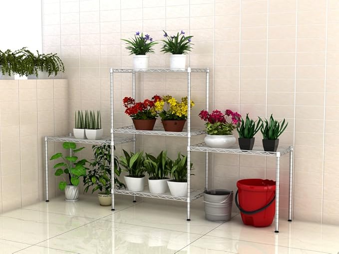 5 Tier Adjustable Storage Shelf Metal Storage Rack Wire Shelving Unit Storage Shelves for Pantry Closet Kitchen Laundry Bathroom (Silver13-5-Tier)