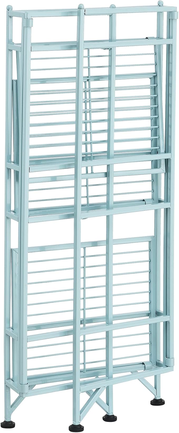 Convenience Concepts Xtra Storage Shelves - 3-Tier Folding Metal Shelving, Modern Shelves for Storage and Display in Living Room, Bathroom, Office, Closet, Kitchen, Garage, Plant Storage, Sea Foam-NeatNest