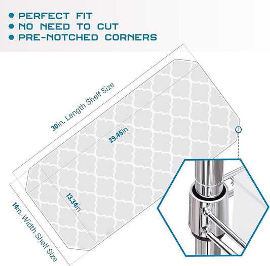 BRIAN & DANY Wire Shelf Liner 14" X 30", Heavy Duty Shelf Liners for Wire Shelving, Waterproof Protector Mats, Set of 5, Quatrefoil Grey-NeatNest