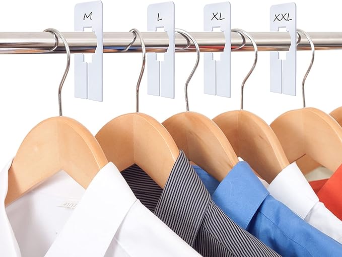 8 PCS Closet Rack Dividers, Wardrobe partition Board White Rectangular Clothing Hanger Dividers with a Bonus Marker, Writable & Reusable for Sorting Clothes Size, Color-NeatNest