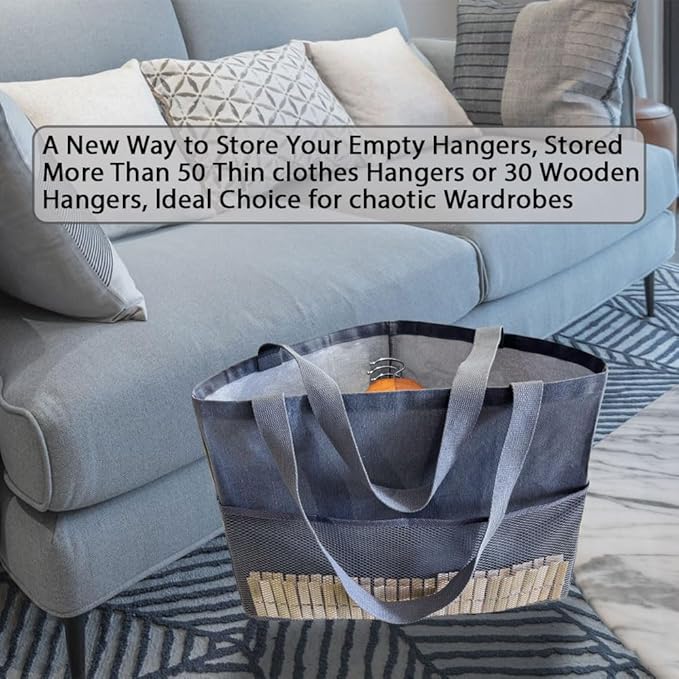 Clothes Hanger Organizer Holder for Space Saving, Fresheracc Hanger Triangle Storage Bag with Handles for Closet Tidier Laundry Rooms Wardrobe Drying Rack, Waterproof Container (Mesh Grey)-NeatNest