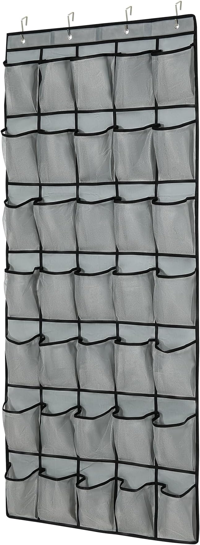 35-Pocket Over The Door Shoe Organizer - Mesh Pockets Shoe Holder Rack With 4 Metal Hooks-NeatNest