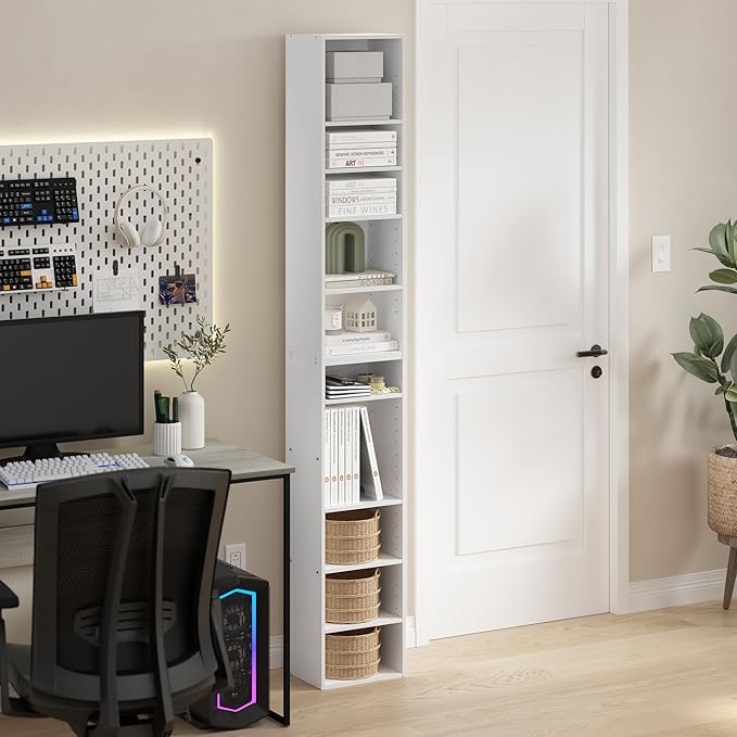 Furinno Pasir 10-Tier Open Shelf Bookcase, White-NeatNest
