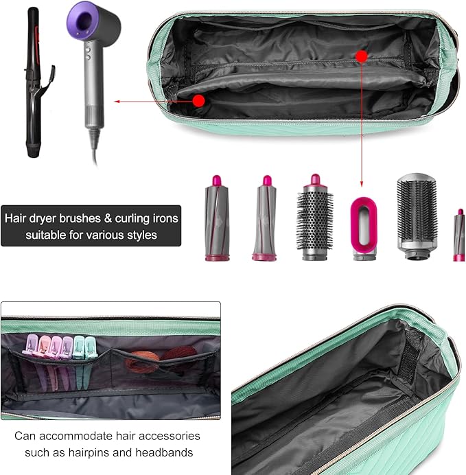 Hair Tools Travel Bag for Shark Flexstyle Dyson, Quilted Case Organizer Bag, Gift for Women Hair Accessories Storage Bag, Travel Hairdryer Portable Bag for Women, Teal-NeatNest