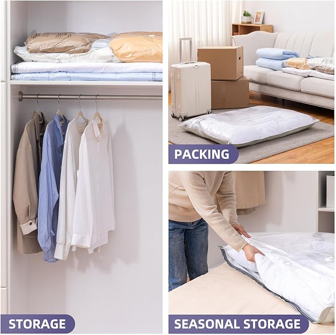 TAILI 6 Pack Vacuum Storage Bags for Comforter and Blankets, XXL Jumbo Vacuum Seal Bags for Bedding (47x39 Inch), Huge Space for Toy, Bedding, Pillows, Save More Closet Space-NeatNest