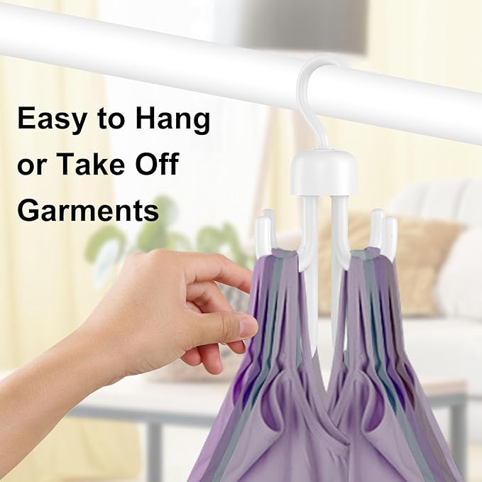 3Pcs Tank Top Hanger, Rotatable Bra Hangers for Closet Organizer, Max 72 Storage Capacity Belt Hanger, Plastic Space Saving Closet Organizers Apartment Dorm Essentials for Bra Tank Top Belt Tie, White-NeatNest