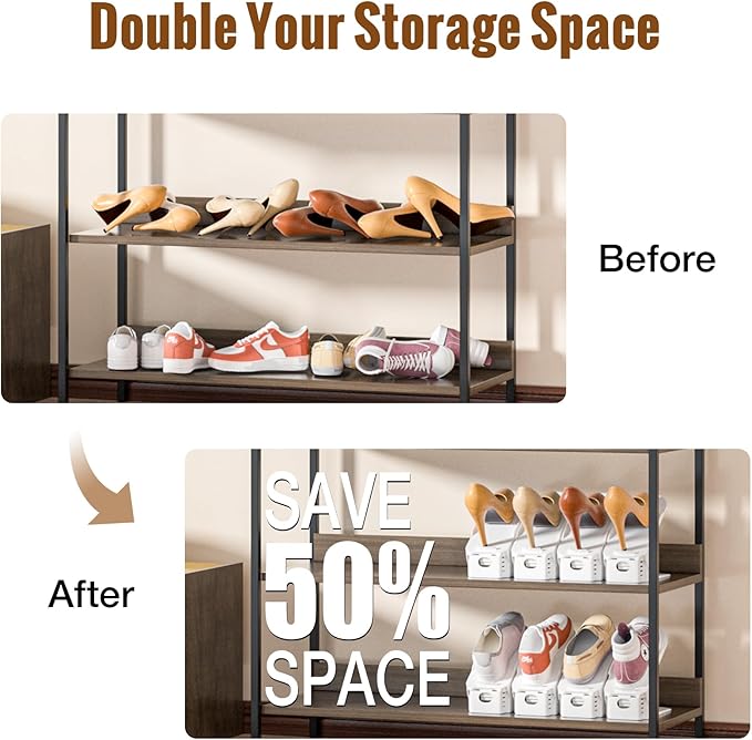 Neprock Shoes Slots Organizer for Closet, Shoe Rack Organizador De Zapatos for Closet Organization, Shoe Slots Organizer Shoe Storage Shoe Holder Space Saver for Entryway(12 Pack)(White)-NeatNest