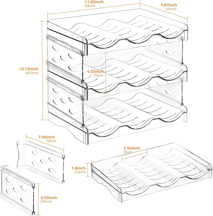 BoxedHome Plastic Water Bottle Organizer and Wine Rack Storage Holder for Inside Cabinet, Kitchen Countertop, Table Top, Pantry, Bars, Cabinets, Fridge - Clear (3 Tier 9 Containers)-NeatNest