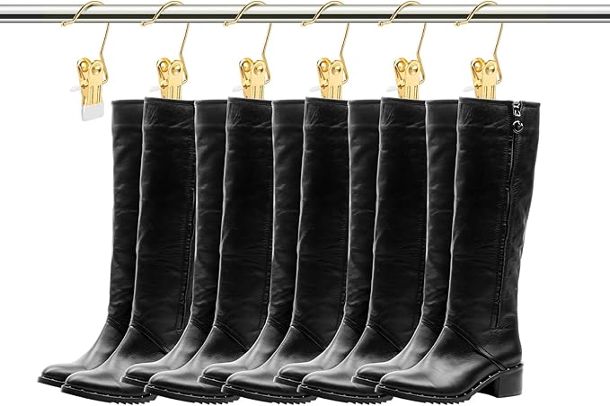 Hotop Boot Hanger Clips for Closet, Laundry Hanging Hooks Heavy Duty Clips Boot Holder Portable Single Hooks Space Saving for Pants Jeans Clothes Hats Tall Towels(Gold,20 Pieces)-NeatNest