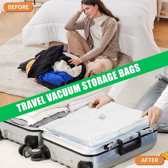 10 Pack Vacuum Storage Bags (5 Jumbo/5 Large) with Electric Pump, Reusable Compression Space Saver Bags for Autumn And Winter clothing, Mattress, Bedding, Quilts and Pillows, Comforters, Travel, White-NeatNest
