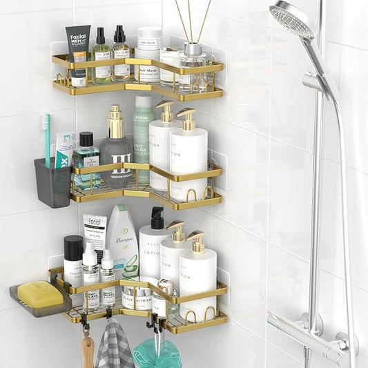 Corner Shower Caddy Bathroom Organizer Adhesive Shower Rack Bathtub Shelves - 3Pack No Drilling Shower Shelf - Stainless Steel Organizer-NeatNest