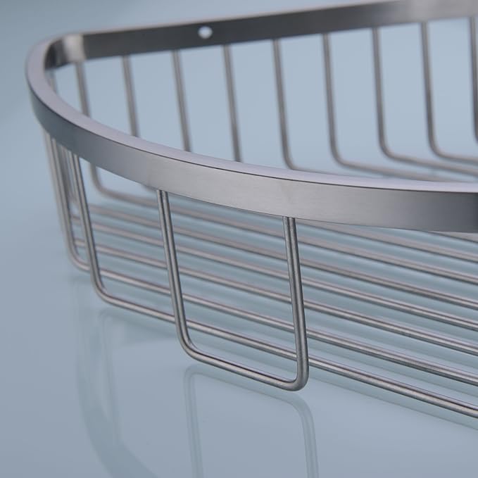 304 Stainless Steel Shower Caddy Corner Basket Shelf Bathroom Organizer Wall Mounted Storage, Brushed Nickel