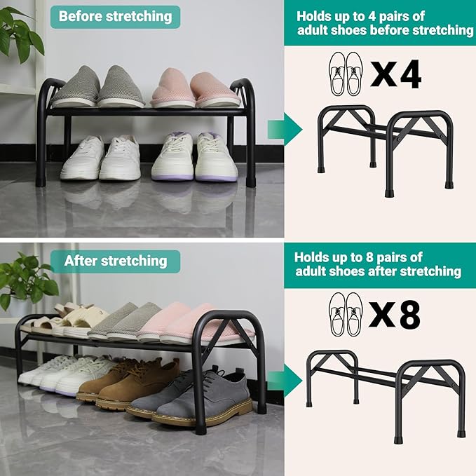 Sturdy Shoe Rack for Closet Metal Shoe Shelf for Entryway Free Standing Shoe Holders Space Saving Shoe Rack-NeatNest