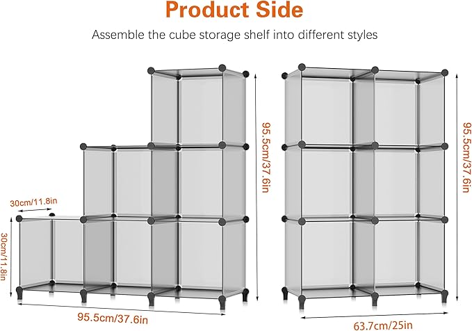 HOMIDEC 6-Cube Light Grey Cube Storage Organizer, Modular Storage Shelf with Hammer, Bin Cabinet Closet Bookshelf for Living Room, Bedroom, Office, Each Cube Size 11.8 x 11.8 inch-NeatNest