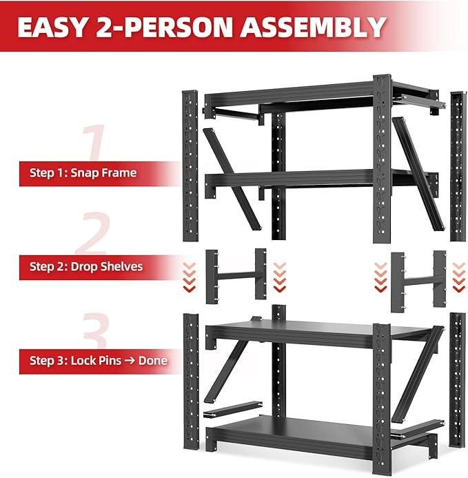 32" W Garage Shelving,4-Tier Heavy Duty Storage Shelves Unit with Adjustable Metal Shelf for Warehouse,Basement,Workshop,3000LBS,32" W x 20" D x 63" H,Black-NeatNest